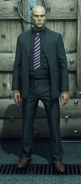 Variant with stripped tie and black dress shirt.