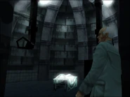 Basement autopsy room, with Dr. Ort-Meyer in view.