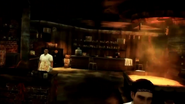 Factory Chefs standing near the safe which contained the Secret Recipe.