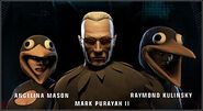 Angelina Mason, Mark Purayah II and Raymond Kulinsky in the loading screen of The Murder of Crows.