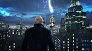47 escaping the library as it storms in the city of Chicago.