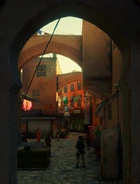 Marrakesh alleyway that leads to the Shoe Shop, Swedish Consulate courtyard & abandoned school.