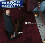 The syringe next to Doctor Docciaborsa's body.