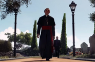 Adalrico in the church's graveyard