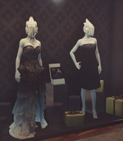 Sanguine dresses on display at a store in Sapienza, Italy.