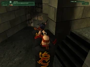 Agent 47 garroting a Red Dragon member.