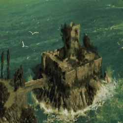 Painting of the ruins.