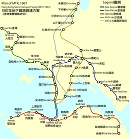 1967年《香港集體運輸研究》所提出的集體運輸網絡
