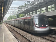 列車正駛入上水站（迪士尼樂園主題列車）