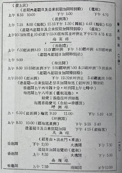 1951年油麻地小輪班次價格(續)