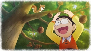 The Squirrel gives Noby so many walnut.