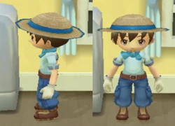 The straw hat on a male character.