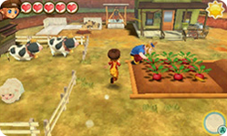 The player receiving advice on various things in Frank's farm.