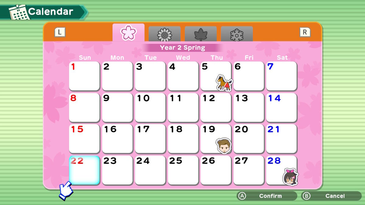 Calendar (OW) The Harvest Moon Wiki Fandom