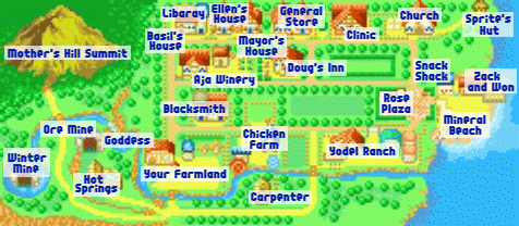 harvest moon tale of two towns map