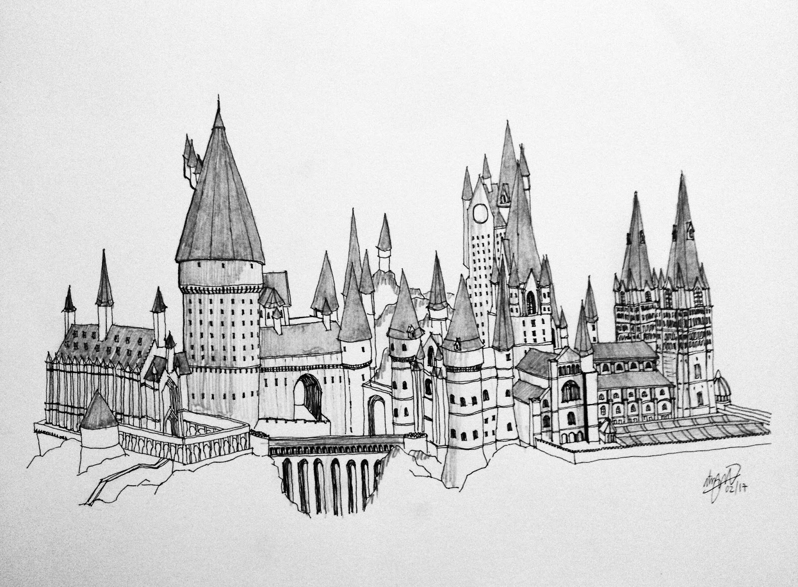 Sketch of Hogwarts astonishing detail  Stable Diffusion  OpenArt