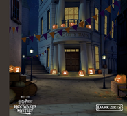 Gringotts decorated for Halloween