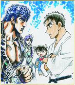Tetsuo Hara (Fist of the North Star) x Gosho Aoyama (Detective Conan) illustration