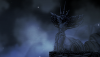 Estatua del Destello en la Corona de Hallownest que contiene un Mineral Pálido