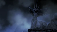 Screenshot HK Mont Cristal 14.png (1,88 Mio) La statue de Radiance à la Couronne d'Hallownest contenant un Minerai pâle