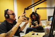 Sinbad, and Paige Bryant with her dog in the studio