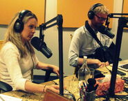 Hayes and Jessica St. Clair in the studio