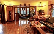 A representative American Craftsman interior, with period-appropriate furnishings at the Ernest and Florence Halstead House in Los Angeles, California. It was completed in 1912