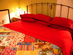 Red hot flannel sheets from Christmas.