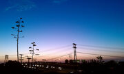 Power or telephone lines.