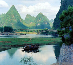 Houseboat in Yangso, China.