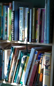 shelves of cookbooks