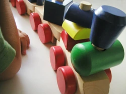 painted wood toy train