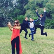 Scott with Matt, Charlie and Ada Nicodemou on set of Home and Away