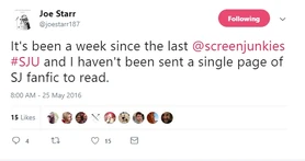 In 2016,  writer  encouraged fanfiction about 