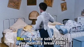 Screen shot from the  shows the subtitles changing from white to yellow as the words are sung.