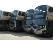 其中一輛九巴富豪B9TL到港時顯示「客滿」