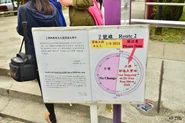 此站豎有告示提醒乘客2號線的停站安排（2015年4月）