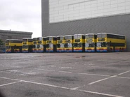 多輛城巴非專利部巴士停泊於場內（2014年6月）