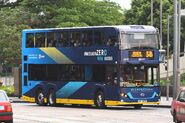 城巴為旗下全港首輛電動雙層巴士--威馳騰WSD6121BR1EV（8910／HR3878）披上#MissonZERO全車身廣告，宣傳電動巴士零排放