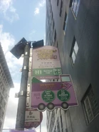 人力車觀光巴士H1線在尖沙咀（漢口道）總站站牌設有太陽能儲電照明系統