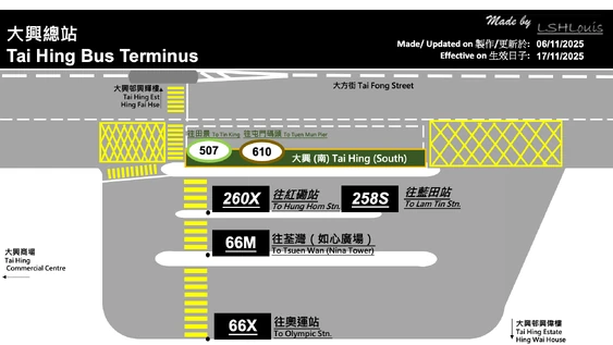 Tai Hing Bus Terminus layout