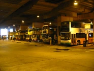 Front view of the side-by-side bus platforms at the bus terminus