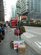 The stop flag of Route 1R at Nelson Street Mong Kok, with the stop flag was full of garbage due to infrequent use