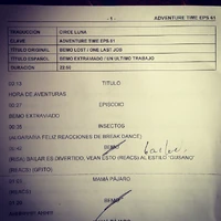 Foto del nombre del episodio durante el doblaje al español