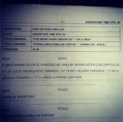 Foto del nombre del episodio tomada durante el doblaje al español
