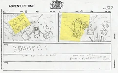 Finn rompiendo el billete.