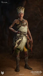 , being a Gravesinger, wears an outfit that vaguely resembles the Utaru Gravesinger.