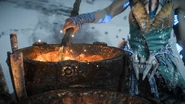 Ourea taking a flaming stake.