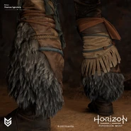 Closeup artwork of the Nora Huntress boots from behind by Thomas Sykutera.[3]