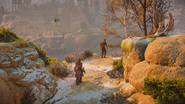 Aloy approaching Brom.